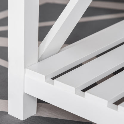 Rectangular Coffee Table dim. 116L x 60W x 48H cm Slatted Shelf Light Oak White MDF