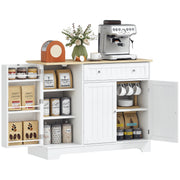 Kitchen Sideboard Kitchen Cabinet Pantry with Door Shelf Drawer Magnetic Doors Adjustable Shelves Sideboard for Dining Room 105x40x83 cm White and Oak