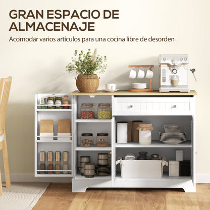 Kitchen Sideboard Kitchen Cabinet Pantry with Door Shelf Drawer Magnetic Doors Adjustable Shelves Sideboard for Dining Room 105x40x83 cm White and Oak