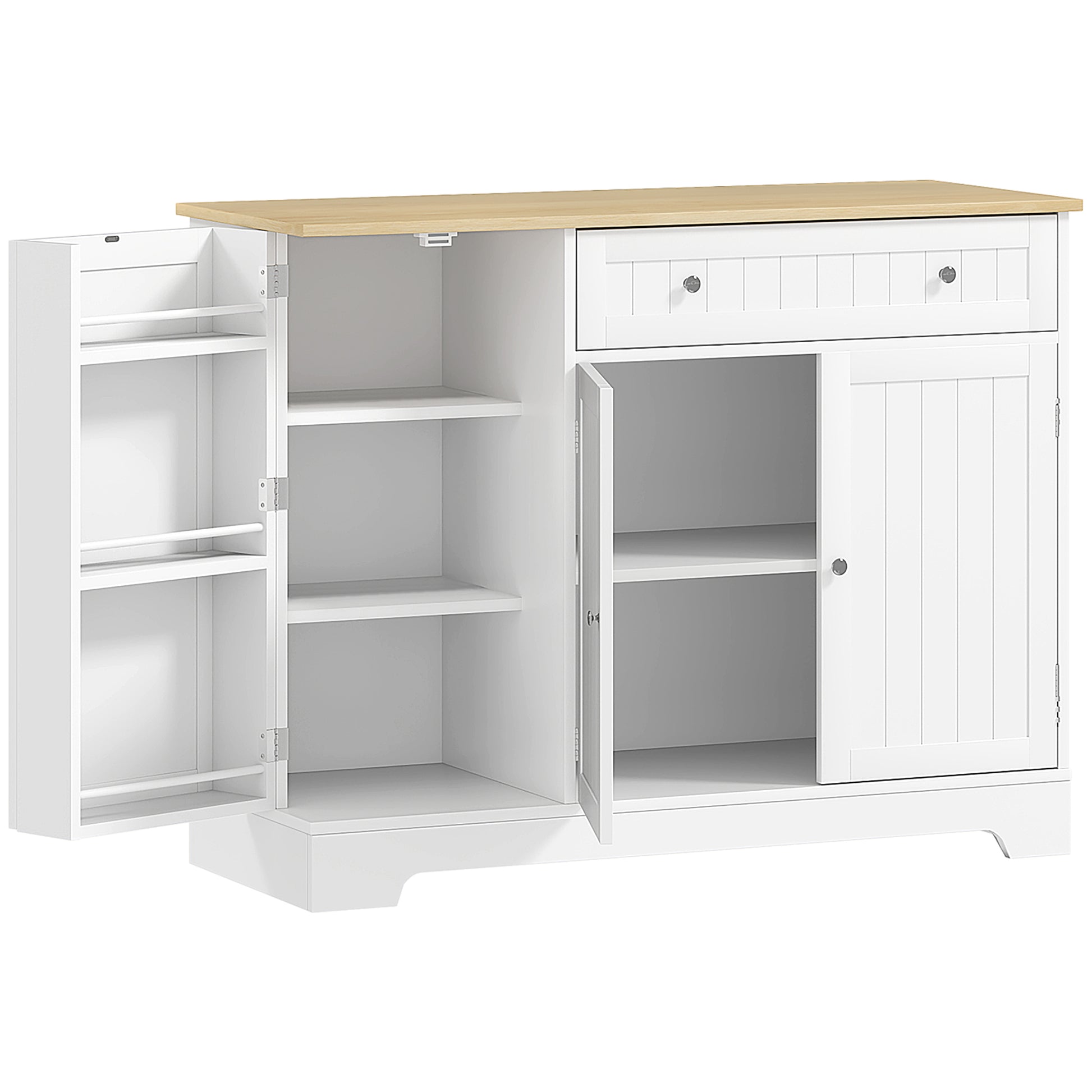 Kitchen Sideboard Kitchen Cabinet Pantry with Door Shelf Drawer Magnetic Doors Adjustable Shelves Sideboard for Dining Room 105x40x83 cm White and Oak