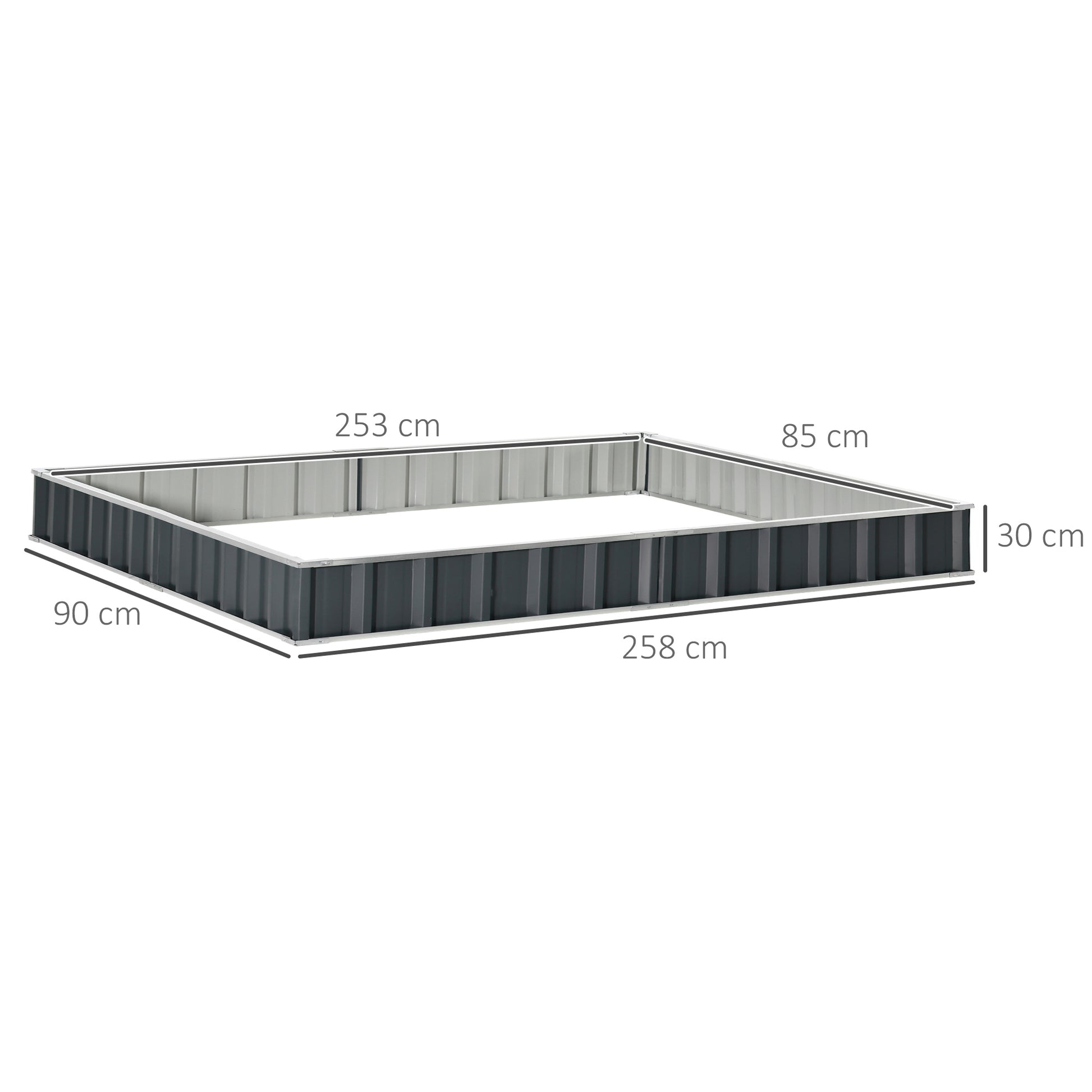 Steel Raised Garden Bed DIY Garden Bed with T-shaped Plant Markers Gloves Planting Bed Herb Bed Flower Stand for Balcony Garden Dark Gray 258 x 90 x 30 cm