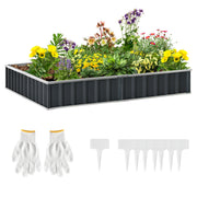 Steel Raised Garden Bed DIY Garden Bed with T-shaped Plant Markers Gloves Planting Bed Herb Bed Flower Stand for Balcony Garden Dark Gray 258 x 90 x 30 cm