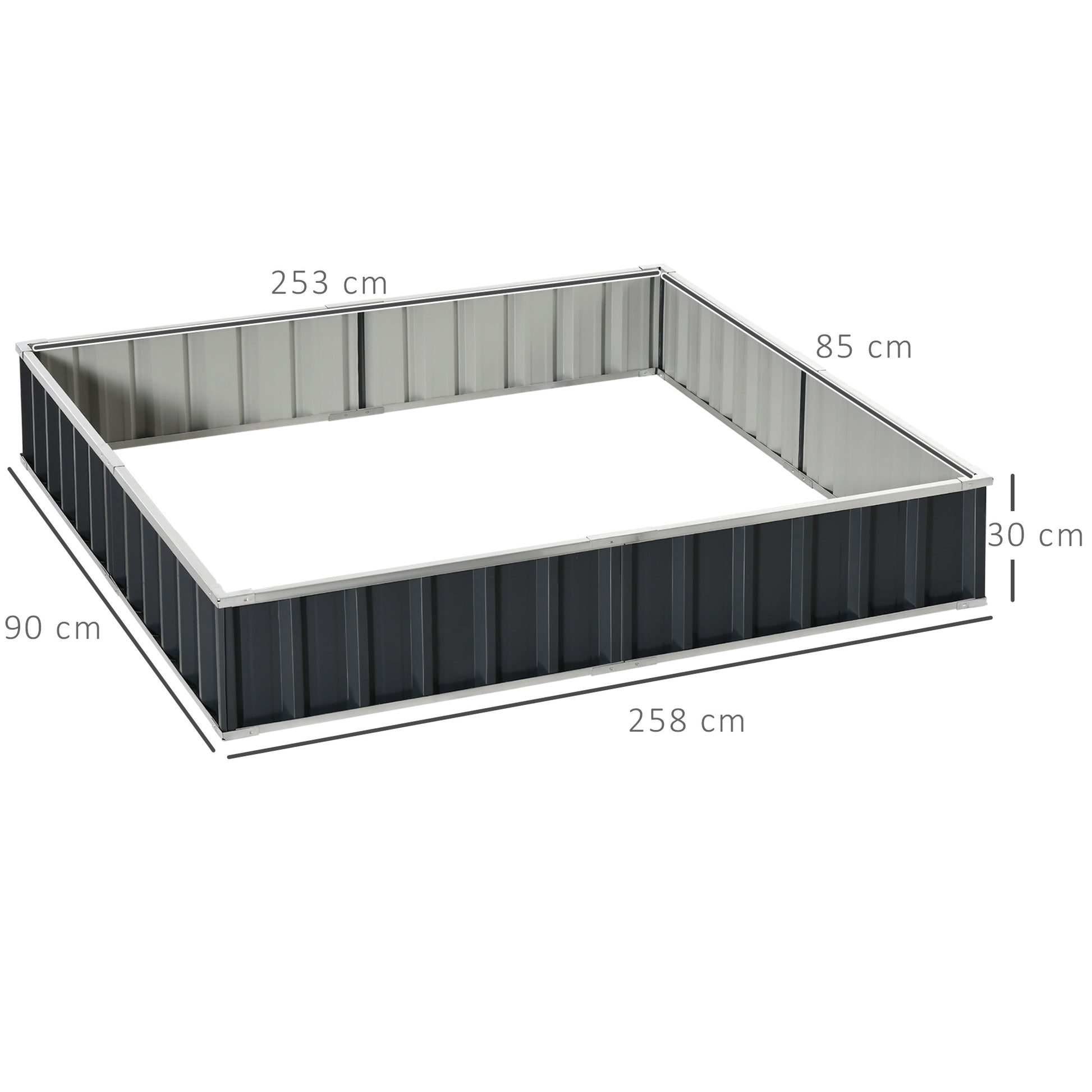 Steel Raised Garden Bed DIY Garden Bed with T-shaped Plant Markers Gloves Planting Bed Herb Bed Flower Stand for Balcony Garden Dark Gray 258 x 90 x 30 cm