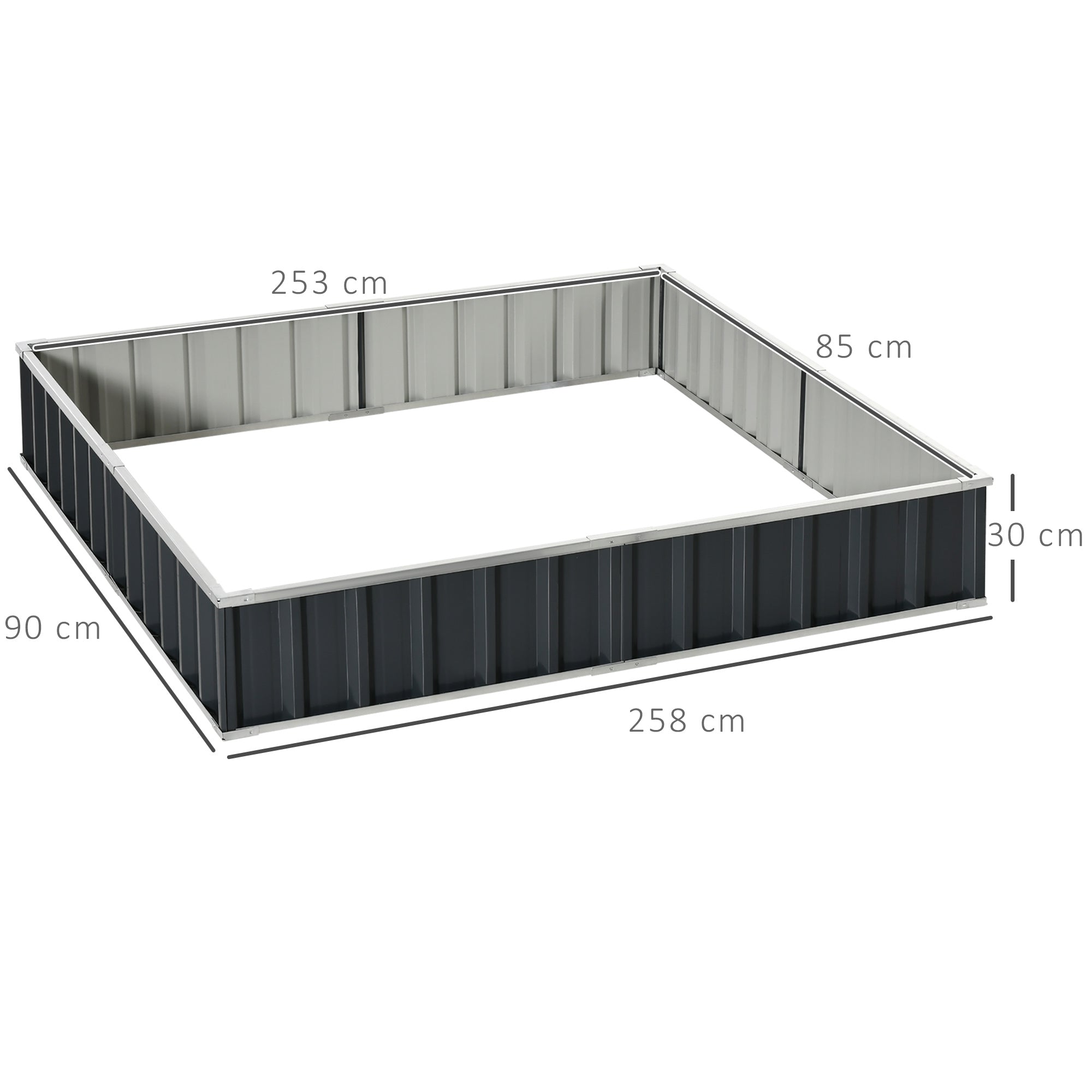 Steel Raised Garden Bed DIY Garden Bed with T-shaped Plant Markers Gloves Planting Bed Herb Bed Flower Stand for Balcony Garden Dark Gray 258 x 90 x 30 cm
