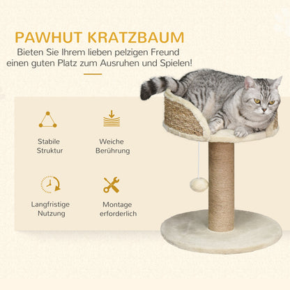 Scratching Post 49 cm Small Cat Tower with Play Ball, Sisal Posts, Platform, Cat Scratching Tree, Climbing Tree, for Small Cats, Coffee
