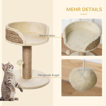 Scratching Post 49 cm Small Cat Tower with Play Ball, Sisal Posts, Platform, Cat Scratching Tree, Climbing Tree, for Small Cats, Coffee