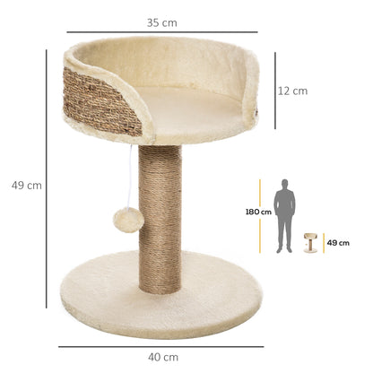 Scratching Post 49 cm Small Cat Tower with Play Ball, Sisal Posts, Platform, Cat Scratching Tree, Climbing Tree, for Small Cats, Coffee
