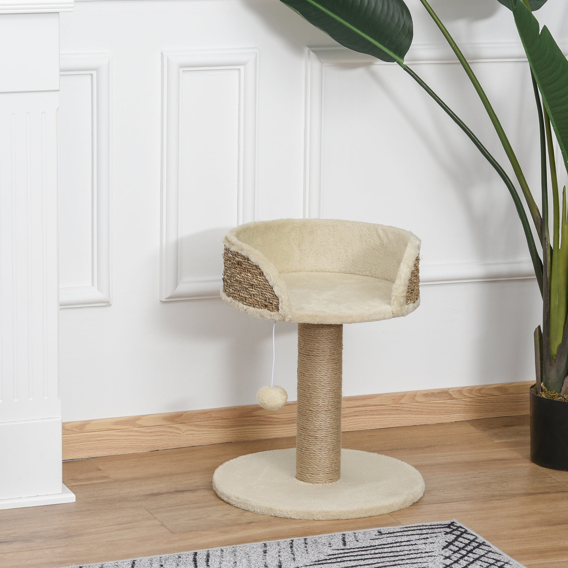 Scratching Post 49 cm Small Cat Tower with Play Ball, Sisal Posts, Platform, Cat Scratching Tree, Climbing Tree, for Small Cats, Coffee