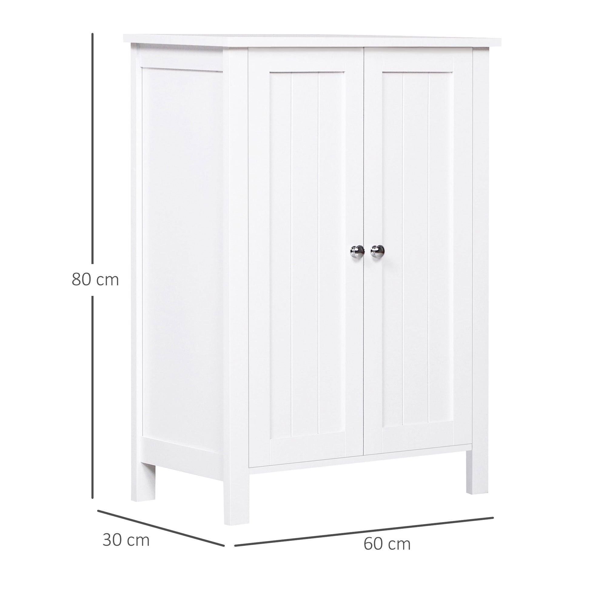 Bathroom Cabinet with 2 Doors and 2 Adjustable Interior Shelves Storage Unit for Living Room Kitchen Anti-tip 60x30x80 cm White