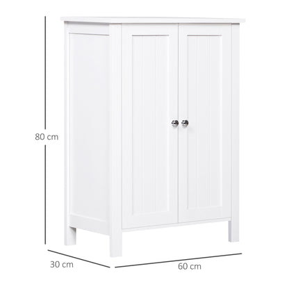 Bathroom Cabinet with 2 Doors and 2 Adjustable Interior Shelves Storage Unit for Living Room Kitchen Anti-tip 60x30x80 cm White