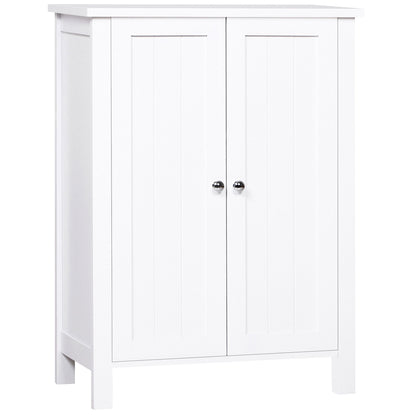 Bathroom Cabinet with 2 Doors and 2 Adjustable Interior Shelves Storage Unit for Living Room Kitchen Anti-tip 60x30x80 cm White