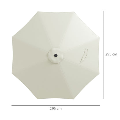 3m Umbrella Replacement Canopy Outdoor Patio Umbrella Top Cover Polyester Outdoor Parasol Replacement Cover Cream with Ventilation