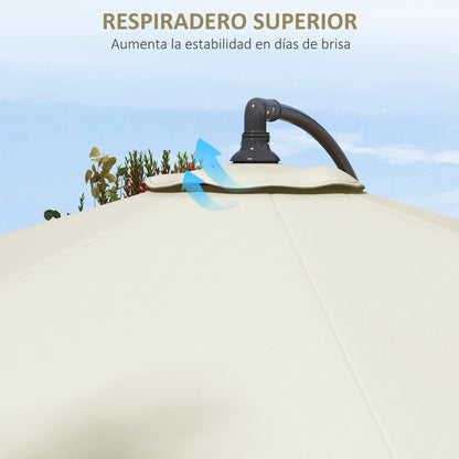 3m Umbrella Replacement Canopy Outdoor Patio Umbrella Top Cover Polyester Outdoor Parasol Replacement Cover Cream with Ventilation