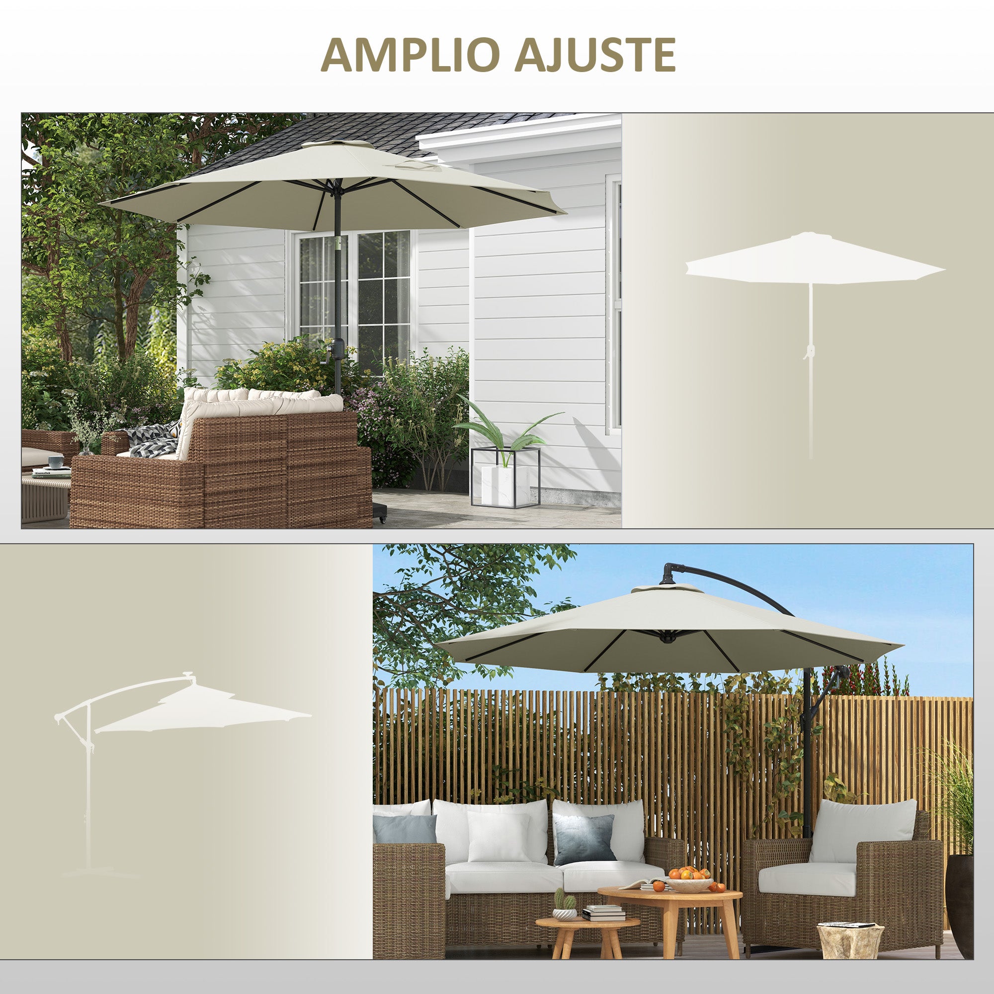 3m Umbrella Replacement Canopy Outdoor Patio Umbrella Top Cover Polyester Outdoor Parasol Replacement Cover Cream with Ventilation