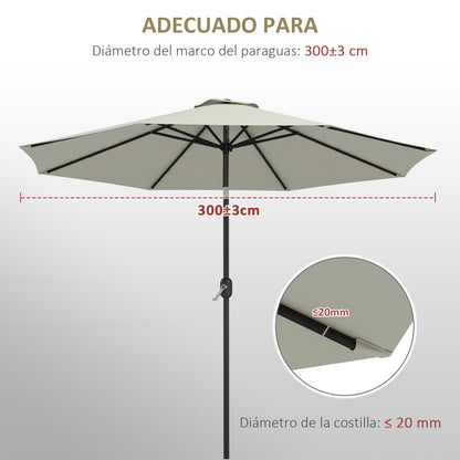 3m Umbrella Replacement Canopy Outdoor Patio Umbrella Top Cover Polyester Outdoor Parasol Replacement Cover Cream with Ventilation