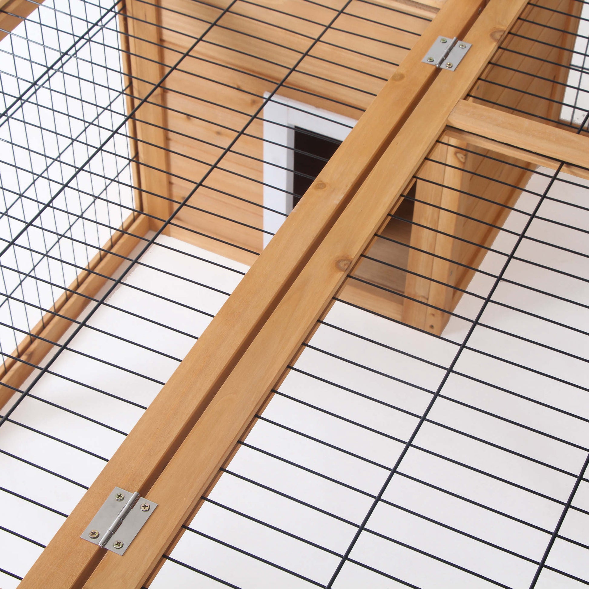 Rabbit Hutch Small Animal Enclosure with Openable Roof Small Animal Cage Guinea Pig Hutch with Outdoor Run Weather Resistant Pine Wood Natural 123 x 120 x 52 cm