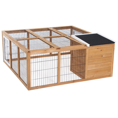 Rabbit Hutch Small Animal Enclosure with Openable Roof Small Animal Cage Guinea Pig Hutch with Outdoor Run Weather Resistant Pine Wood Natural 123 x 120 x 52 cm