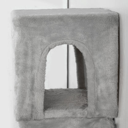 Climbing Wall Cat 6-Piece Cat Climbing Wall Set with Cat House, Hammock, Platform, Scratch Tree with Scratching Board, Plush Wall Scratching Tree, Cat Furniture for Cats up to 5 kg, Gray