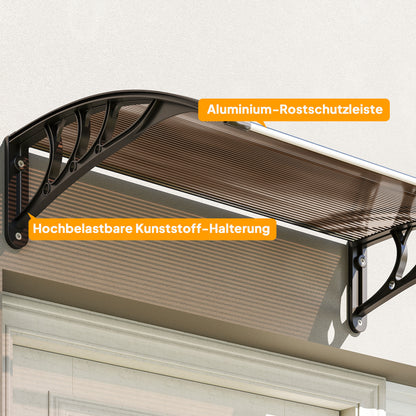 Door Canopy Front Door Canopy 75 x 100 cm Pultvordach Overhang Polycarbonate Brown
