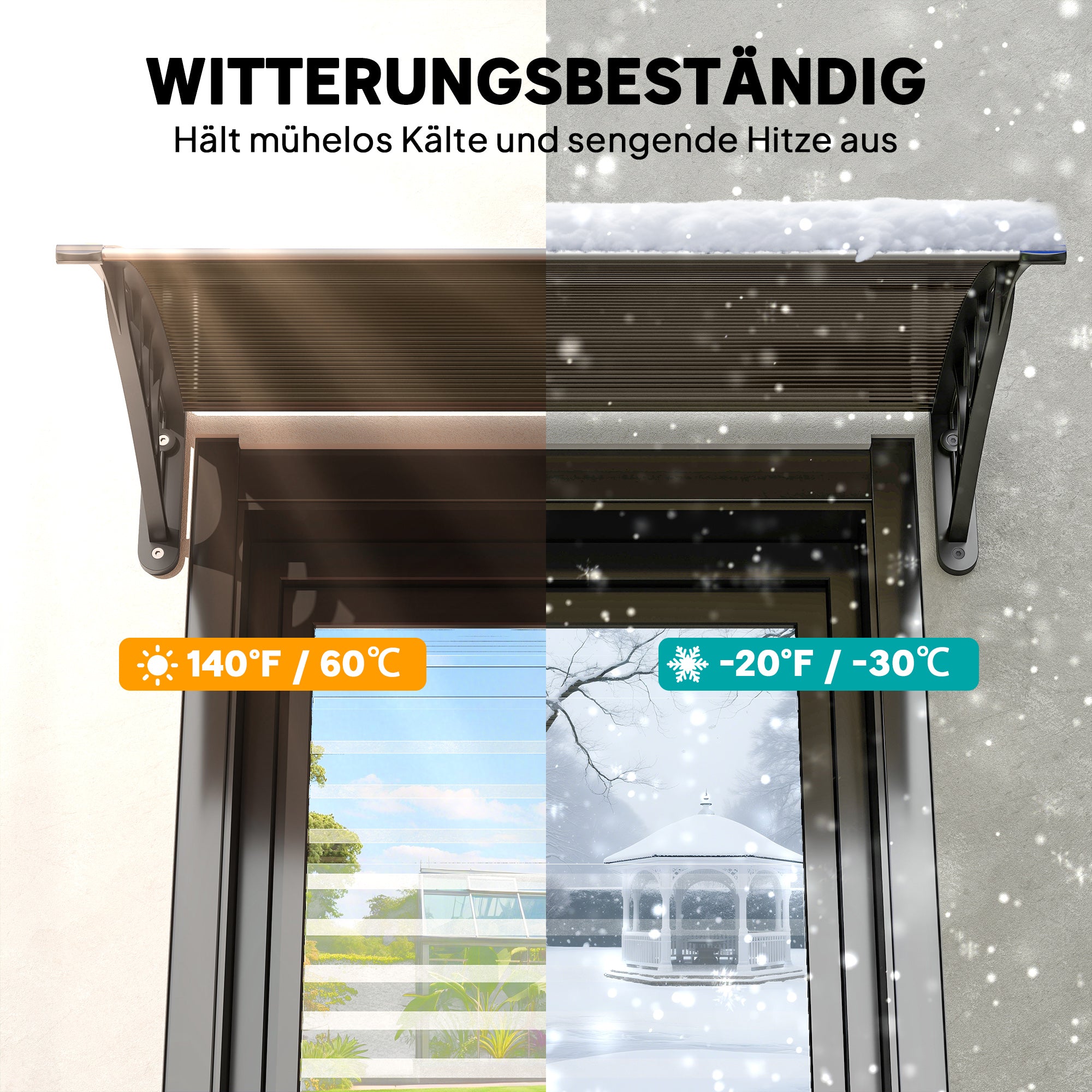 Door Canopy Front Door Canopy 75 x 100 cm Pultvordach Overhang Polycarbonate Brown