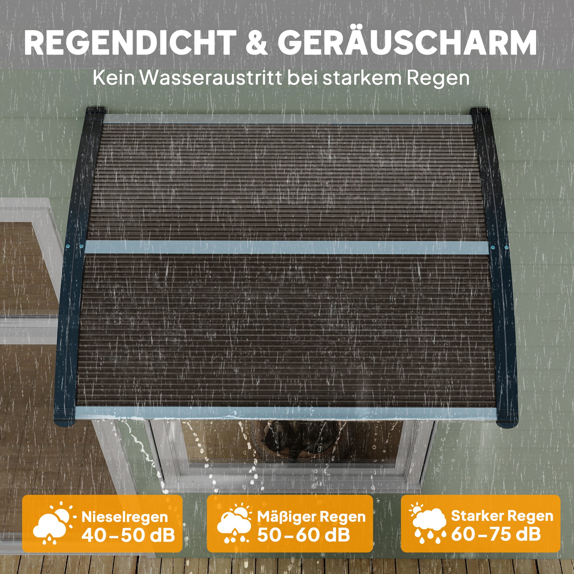 Door Canopy Front Door Canopy 75 x 100 cm Pultvordach Overhang Polycarbonate Brown