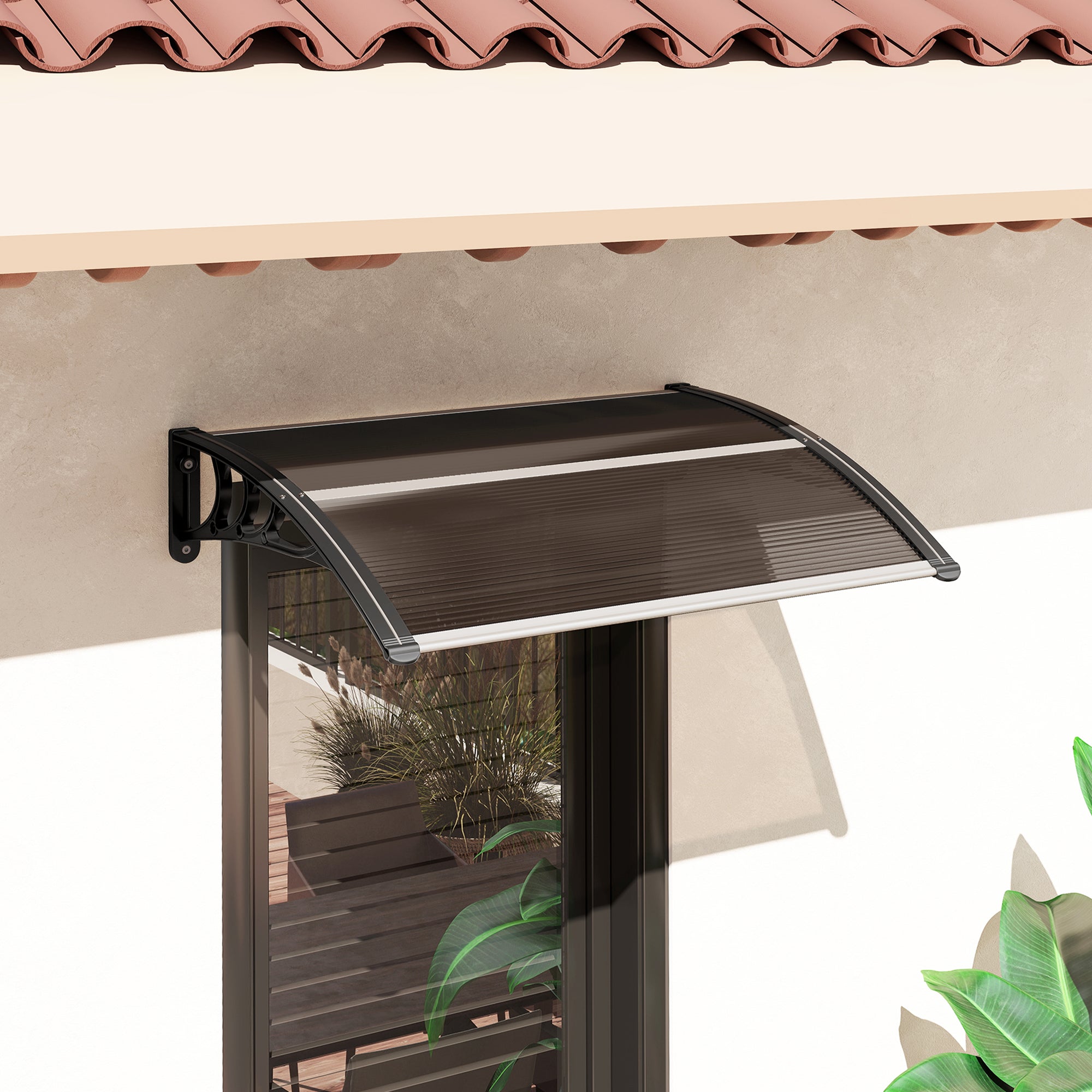 Door Canopy Front Door Canopy 75 x 100 cm Pultvordach Overhang Polycarbonate Brown