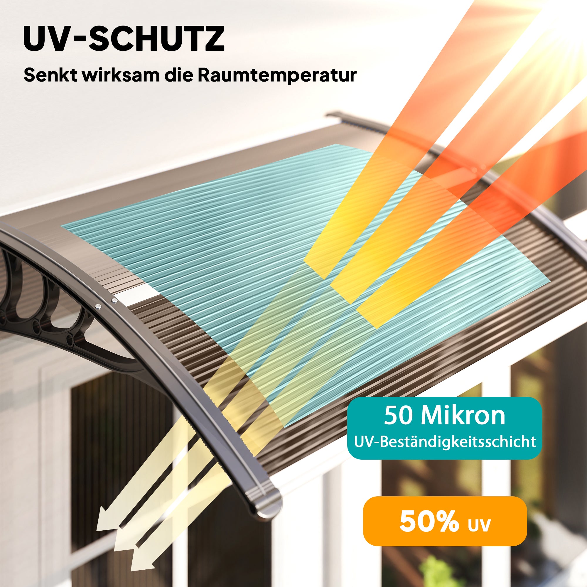 Door Canopy Front Door Canopy 75 x 100 cm Pultvordach Overhang Polycarbonate Brown