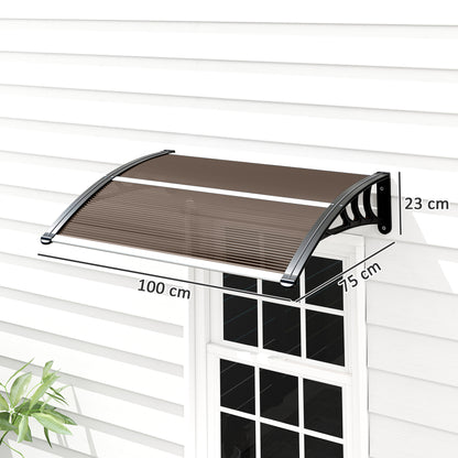 Door Canopy Front Door Canopy 75 x 100 cm Pultvordach Overhang Polycarbonate Brown
