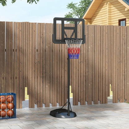 SPORTNOW Adjustable Height Basketball Hoop 216-277 cm Basketball Rim for Outdoor with Wheels and Fillable Base for Teens and Adults Black