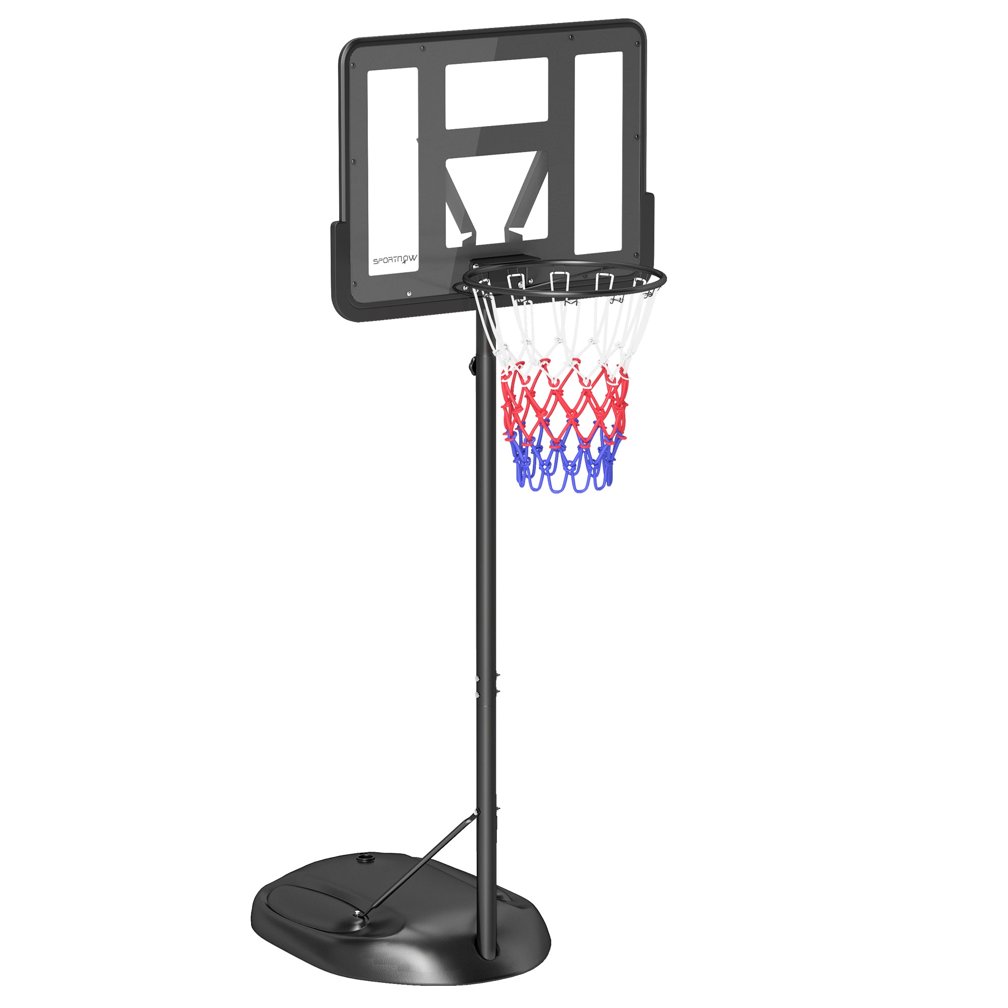 SPORTNOW Adjustable Height Basketball Hoop 216-277 cm Basketball Rim for Outdoor with Wheels and Fillable Base for Teens and Adults Black