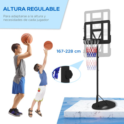 SPORTNOW Adjustable Height Basketball Hoop 216-277 cm Basketball Rim for Outdoor with Wheels and Fillable Base for Teens and Adults Black