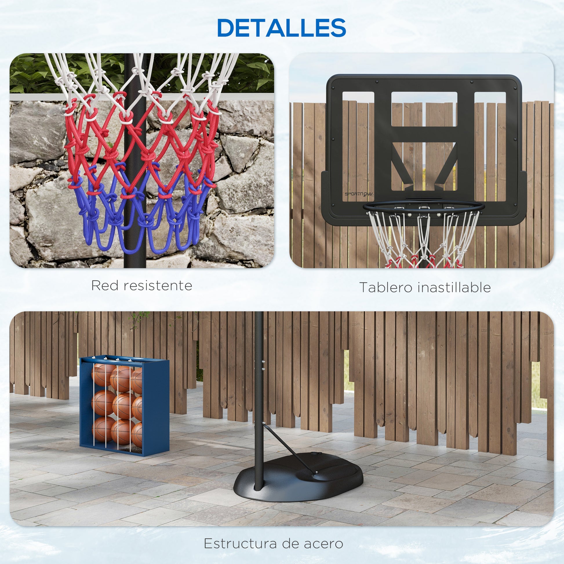 SPORTNOW Adjustable Height Basketball Hoop 216-277 cm Basketball Rim for Outdoor with Wheels and Fillable Base for Teens and Adults Black