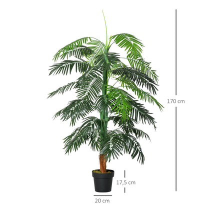 Artificial Palm Tree Height 1.7m Artificial Trunk Branches Lichen Large Leaves Highly Realistic Pot Included