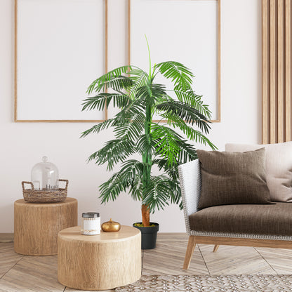 Artificial Palm Tree Height 1.7m Artificial Trunk Branches Lichen Large Leaves Highly Realistic Pot Included