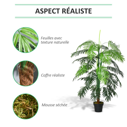 Artificial Palm Tree Height 1.7m Artificial Trunk Branches Lichen Large Leaves Highly Realistic Pot Included