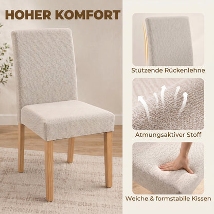 2-Pack Cream Upholstered Dining Chairs — Padded Seat & Back, Rubberwood Legs, Easy Assembly