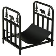 Firewood Rack 42 x 33.5 x 43 cm Firewood Rack with Handles, for Outdoor, Indoor, up to 50 kg, Metal, Black