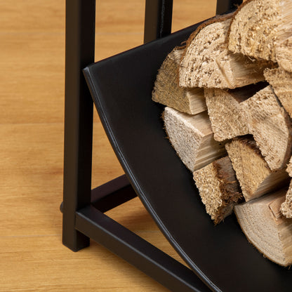 Firewood Rack 42 x 33.5 x 43 cm Firewood Rack with Handles, for Outdoor, Indoor, up to 50 kg, Metal, Black