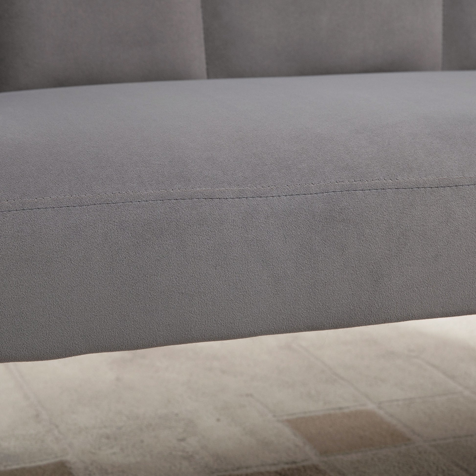 Sofa 2 Seater 132 cm Couch with Armrest, Shell-like Backrest, Small Modern Velvet Upholstered Sofa with Metal Legs for Living Room, Bedroom Dark Gray