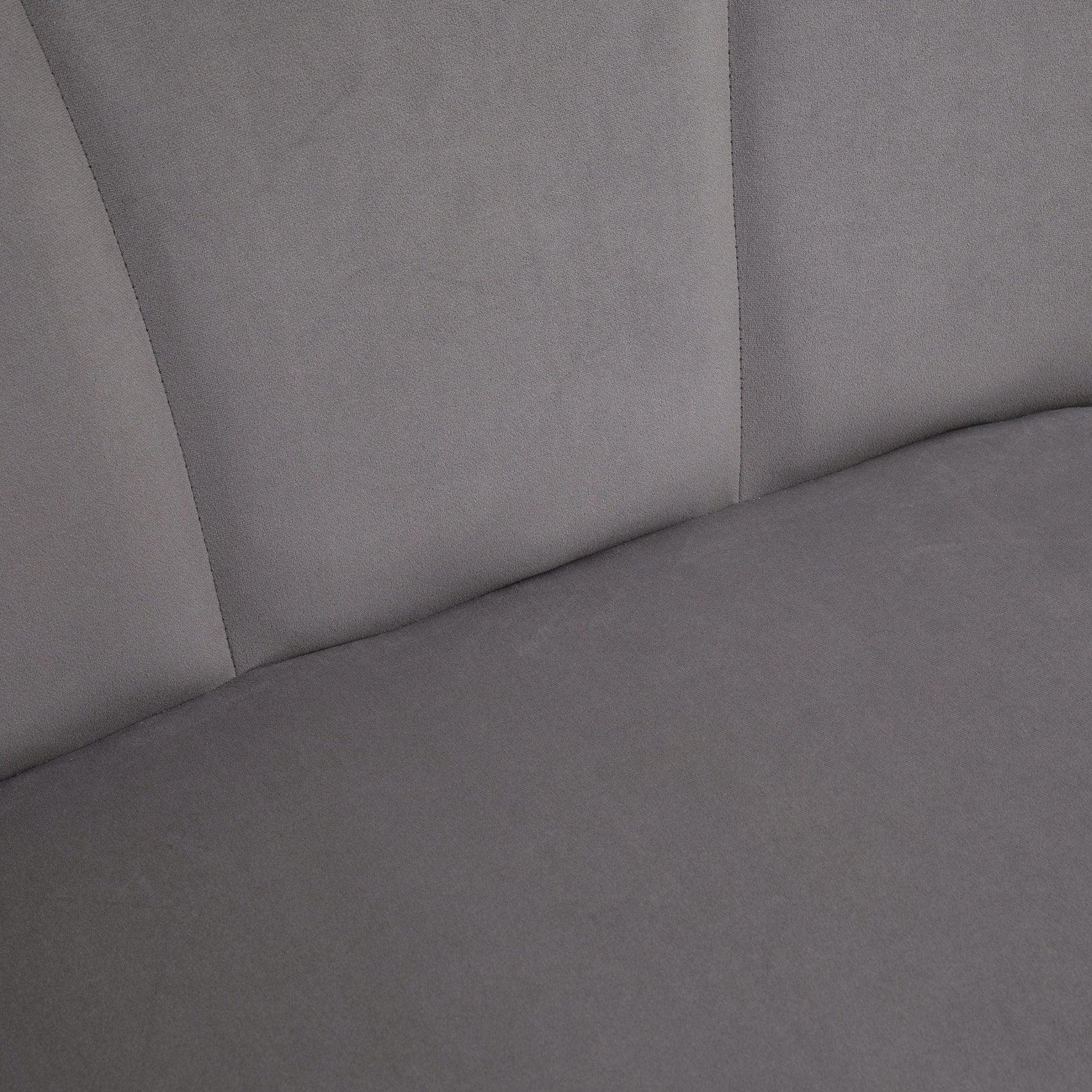 Sofa 2 Seater 132 cm Couch with Armrest, Shell-like Backrest, Small Modern Velvet Upholstered Sofa with Metal Legs for Living Room, Bedroom Dark Gray