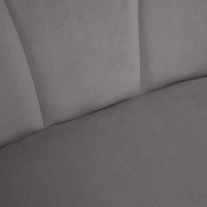 Sofa 2 Seater 132 cm Couch with Armrest, Shell-like Backrest, Small Modern Velvet Upholstered Sofa with Metal Legs for Living Room, Bedroom Dark Gray