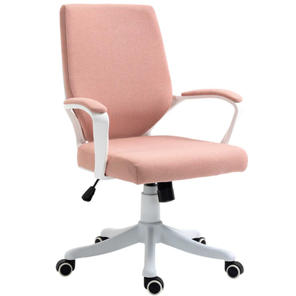 Swivel Office Chair with Armrests and Adjustable Height for Bedroom Living Room Load 120 kg 62x69x92-100 cm Pink