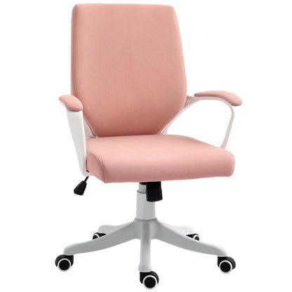 Swivel Office Chair with Armrests and Adjustable Height for Bedroom Living Room Load 120 kg 62x69x92-100 cm Pink
