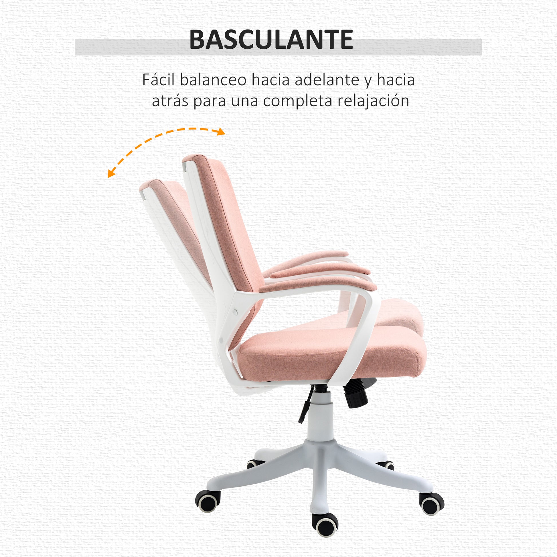 Swivel Office Chair with Armrests and Adjustable Height for Bedroom Living Room Load 120 kg 62x69x92-100 cm Pink