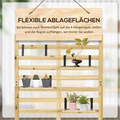 Storage Box, Storage Chest with Trellis, Cushion Box with Shelves, Garden Chest, Pillow Box, Solid Wood, Natural, 80 x 45 x 160 cm
