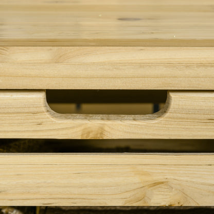 Storage Box, Storage Chest with Trellis, Cushion Box with Shelves, Garden Chest, Pillow Box, Solid Wood, Natural, 80 x 45 x 160 cm