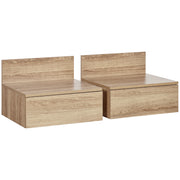 Set of 2 Floating Bedside Tables Nightstands for Bedroom with Drawer Bedside Tables for Bedroom Living Room Home 43x36.5x30.5 cm Natural