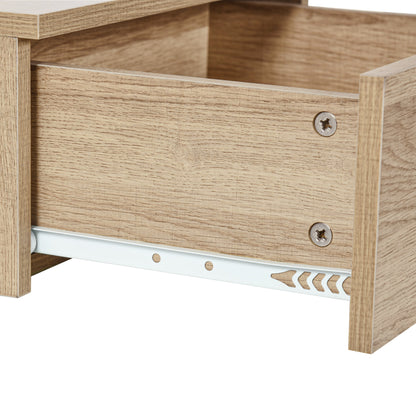 Set of 2 Floating Bedside Tables Nightstands for Bedroom with Drawer Bedside Tables for Bedroom Living Room Home 43x36.5x30.5 cm Natural