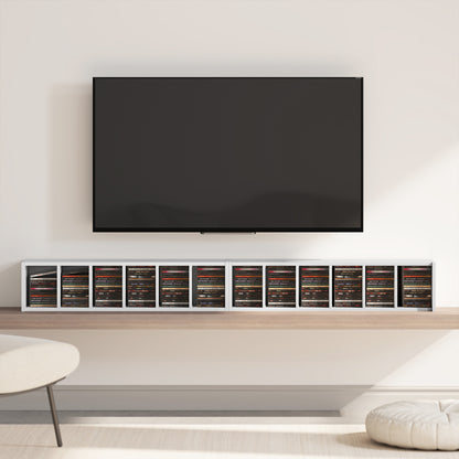 2-Pack Stackable CD, DVD & Blu-ray Shelf - 6 Adjustable Compartments, Media Storage Display, 21 x 22.5 x 88.5 cm, White