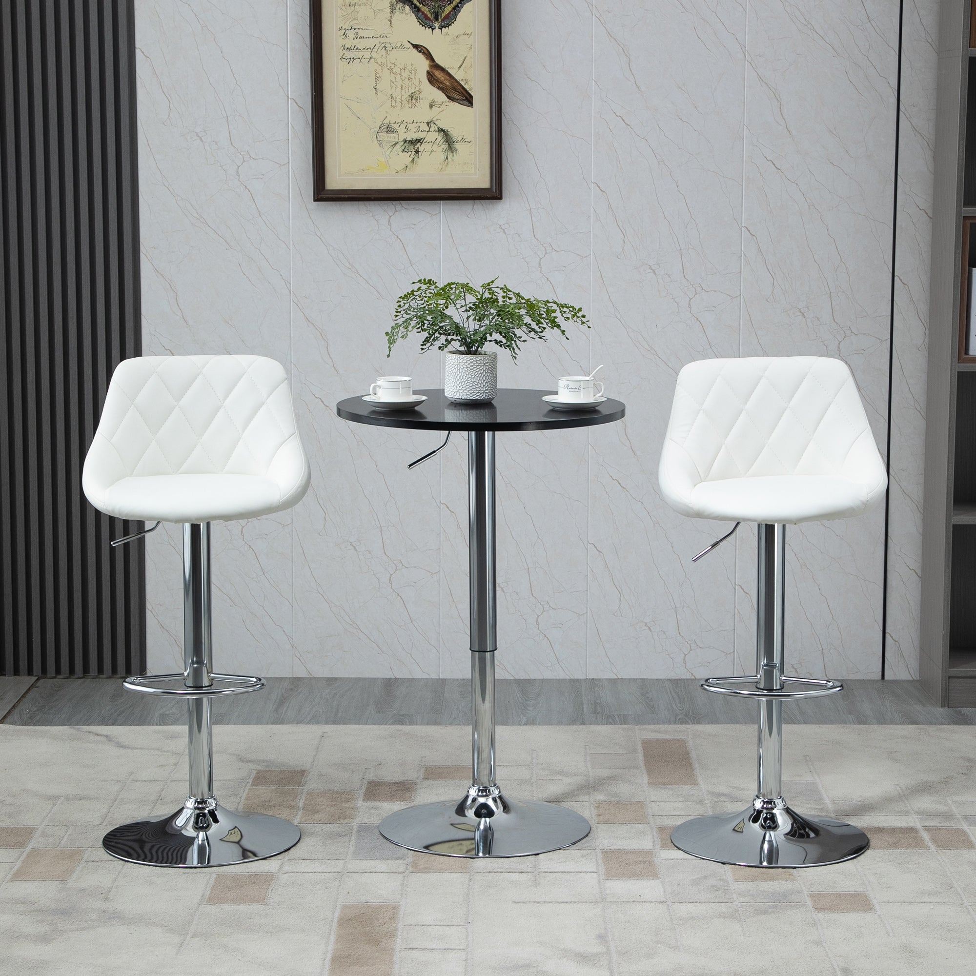 Bar Table Modern Round Dining Table 360° Rotating Adjustable Bistro Table Bar Table Kitchen Table Steel Black Ø61 x 70-90 cm